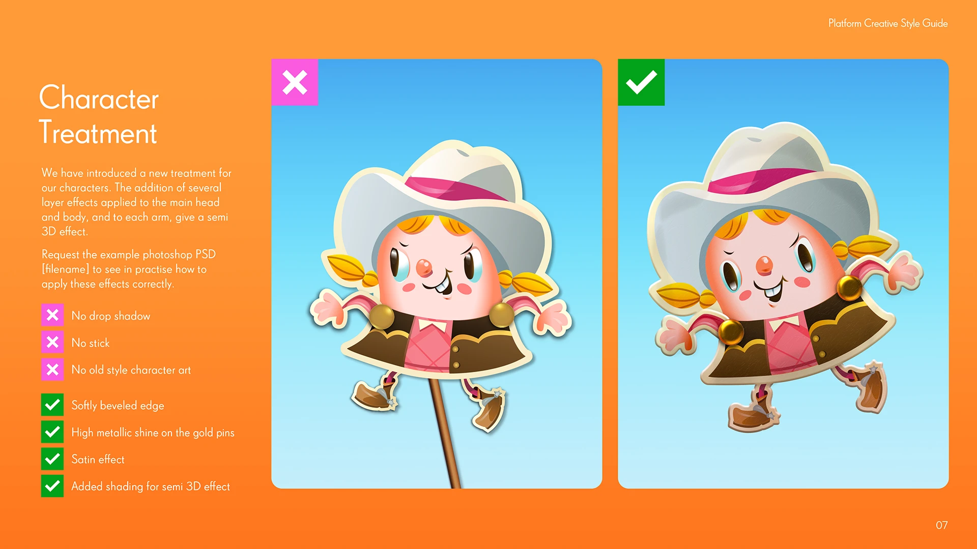 Candy Crush Event Brands Style Guide Character Treatment Page