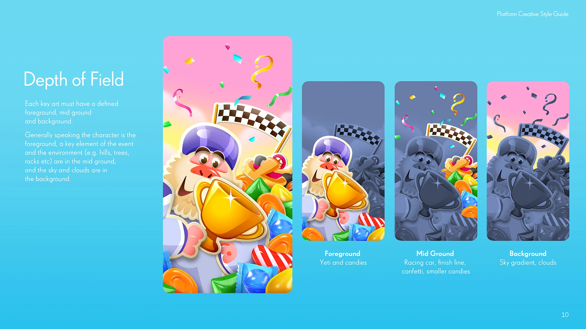 Candy Crush Event Brands Style Guide Depth of Field Page
